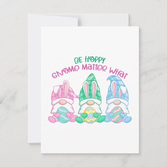 Tarjeta Festiva Sé Feliz Gnomo No Importa Qué (Anverso)