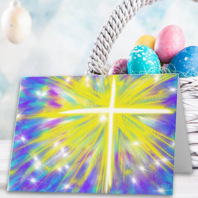 Tarjeta Festiva Se ha levantado en Pascua, diseño de arte moderno  (Easter resurrection cross modern christian abstract art folded greetings card)