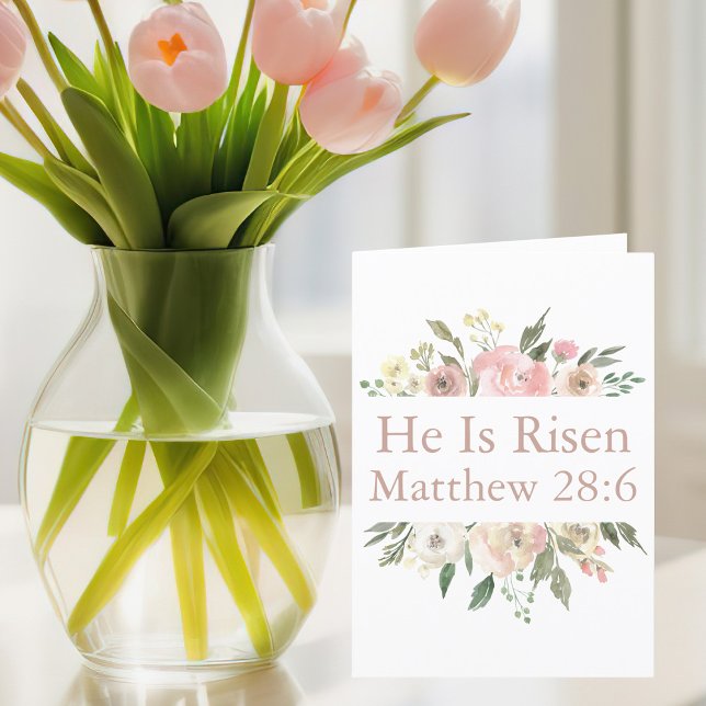 Tarjeta Festiva Se levanta rosado hermoso floral hermosa Pascua re (Subido por el creador)