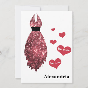 Tarjeta Festiva Sé mi dama de honor vestido de Purpurina rosa de S
