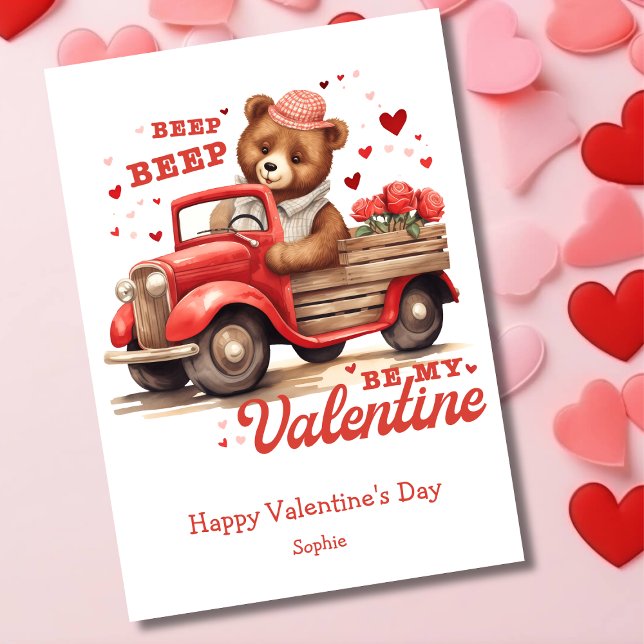 Tarjeta Festiva Sé mi Día de San Valentín retro del oso gracioso d (Subido por el creador)