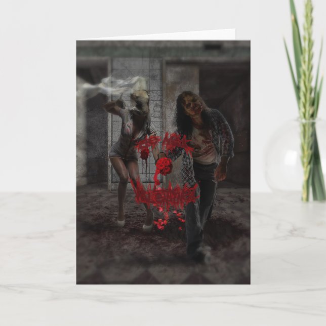 Tarjeta Festiva Sé mi pareja de Valentine Zombie (Anverso)