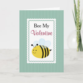 Tarjeta Festiva Sé Mi San Valentín, Abeja Linda, Rayas Verdes