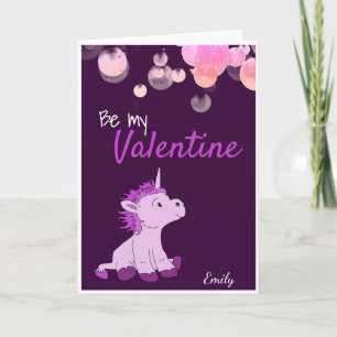 Tarjeta Festiva Sé mi San Valentín Cunicornio Lindo Día de San Val