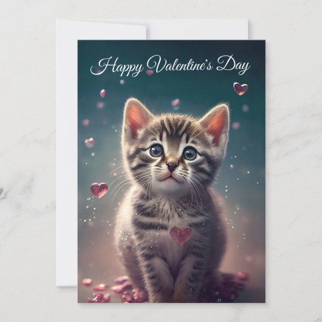 Tarjeta Festiva Sé mi San Valentín - dulce amor por los gatitos (Anverso)