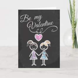 Tarjeta Festiva Sé mi tema de Valentine Lesbian Chalkboard