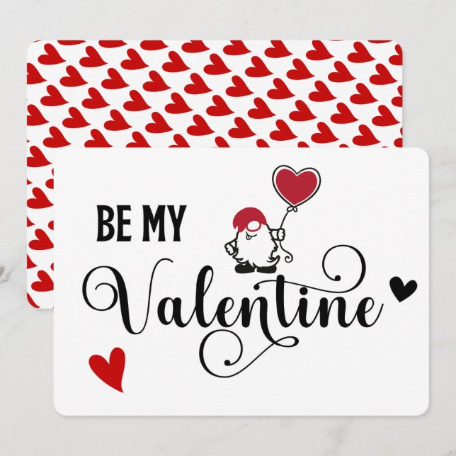 Tarjeta Festiva Sé mi Valentine Gnome (Anverso / Reverso)