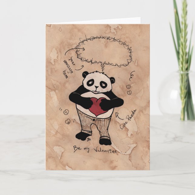 Tarjeta Festiva Sé mi Valentine, Panda (Anverso)