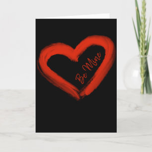 Tarjeta Festiva Sé Mío Corazón Rojo de San Valentín en Negro