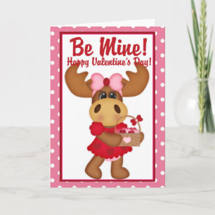 Tarjeta Festiva ¡Sé Mío! Feliz Día de San Valentín Moose Card d1