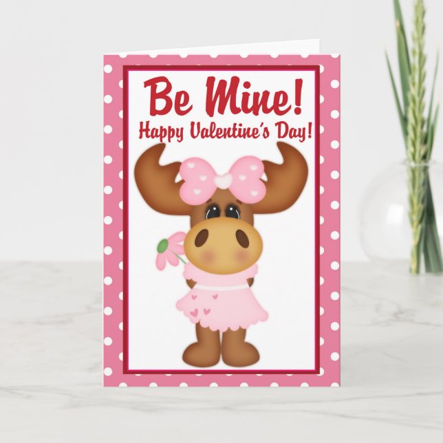 Tarjeta Festiva ¡Sé Mío! Feliz Día de San Valentín Moose Card d2 (Anverso)
