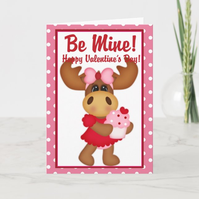 Tarjeta Festiva ¡Sé Mío! Feliz Día de San Valentín Moose Card d3 (Anverso)