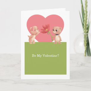 Tarjeta Festiva Sé Mis Osos De San Valentín Con Flor