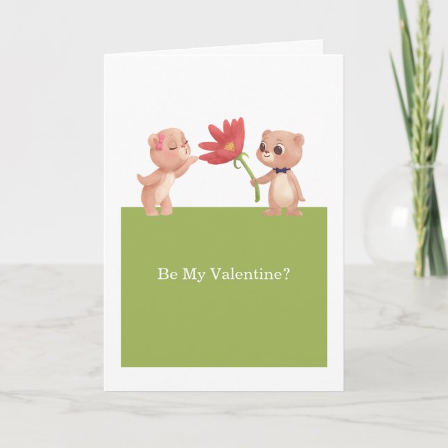 Tarjeta Festiva Sé Mis Osos De San Valentín Con Flor (Anverso)
