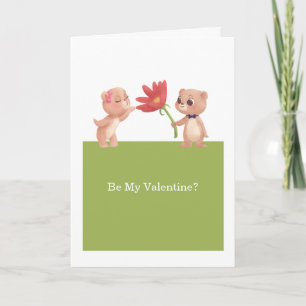 Tarjeta Festiva Sé Mis Osos De San Valentín Con Flor