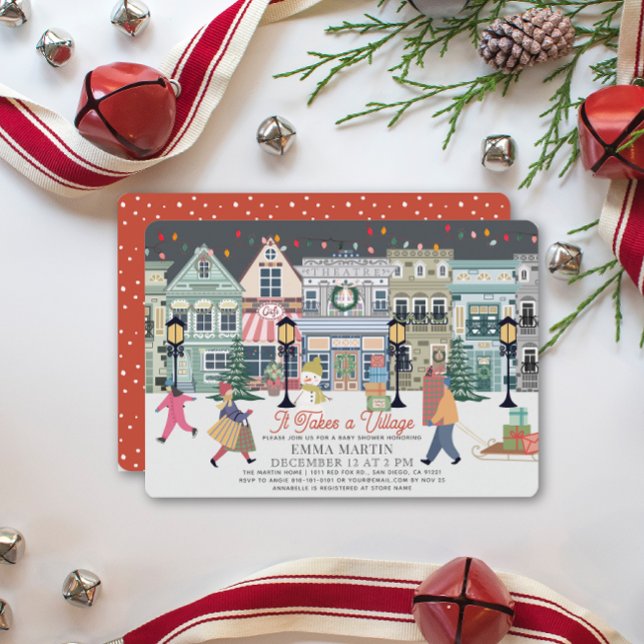 Tarjeta Festiva Se Necesita Un Baby Shower De Village Holiday Town (Subido por el creador)
