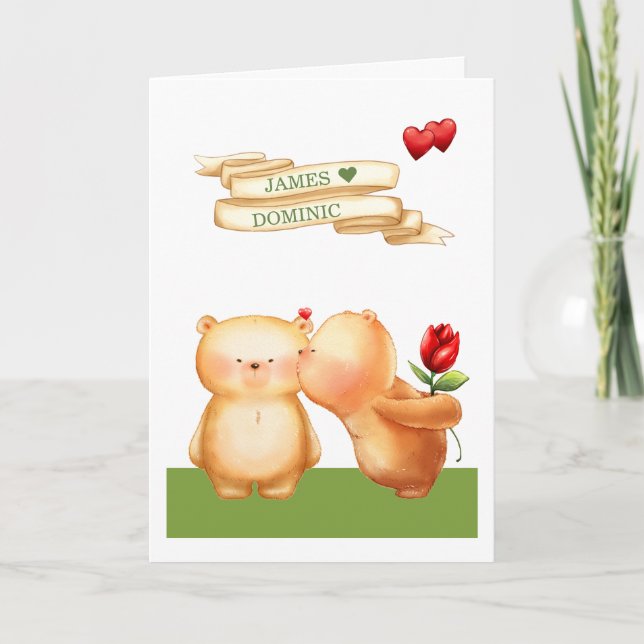 Tarjeta Festiva Sé Personalizado Mi Oso Gay De San Valentín (Anverso)