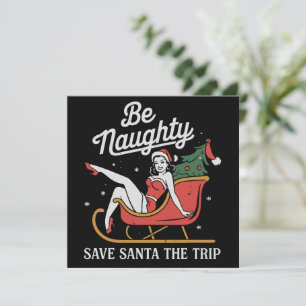 Tarjeta Festiva Sé travieso salva a Santa el viaje chiste divertid