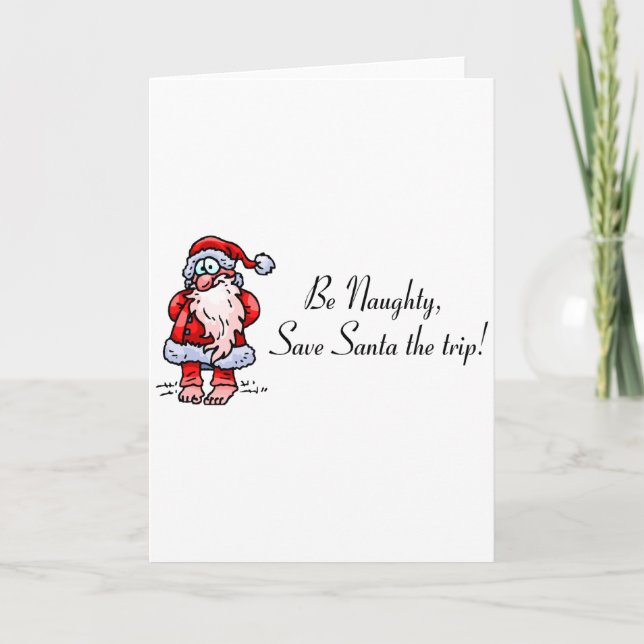 Tarjeta Festiva Sé travieso salve a Santa el viaje (Anverso)