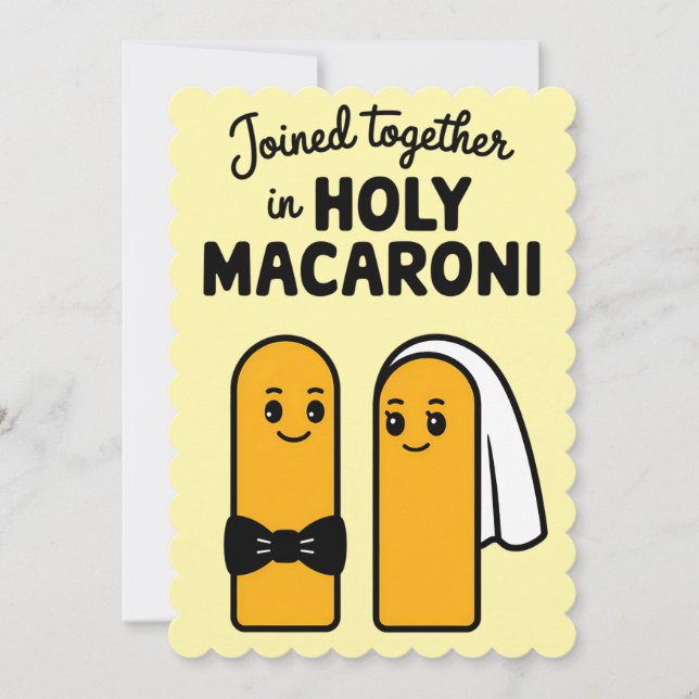 Tarjeta Festiva Se Unió En Holy Macaroni Funny Pasta (Anverso)