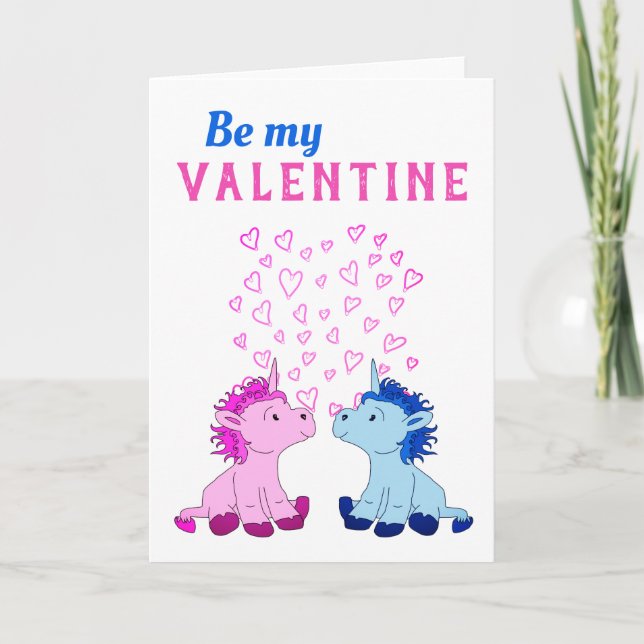 Tarjeta Festiva Sea mi Valentine Cute Unicornios Valentine Day (Anverso)