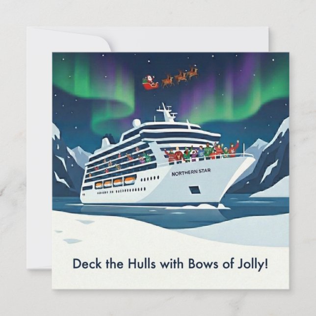 Tarjeta Festiva Sea-son’s Greetings. Christmas card for cruisers! (Anverso)