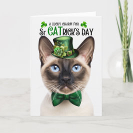 Tarjeta Festiva Seal Point Siamese Lucky Charm St CATrick