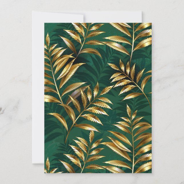 Tarjeta Festiva Seamless pattern with golden ferns (Anverso)