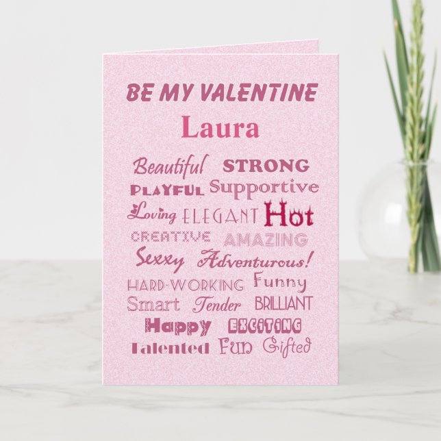 Tarjeta Festiva Sean mis palabras de elogio de Valentine Laura (Anverso)