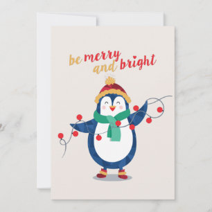 Tarjeta Festiva Sean Navidades malvados y brillantes de pingüino