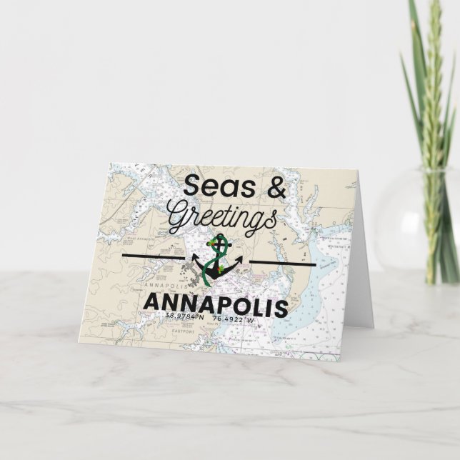 Tarjeta Festiva Seas & Greetings Chart- Annapolis (Anverso)