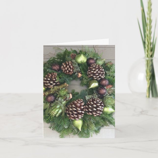 Tarjeta Festiva Season's Greatings Wreath (Anverso)