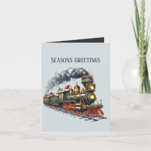 Tarjeta Festiva Seasons Greetings añada el tren de Navidades de me