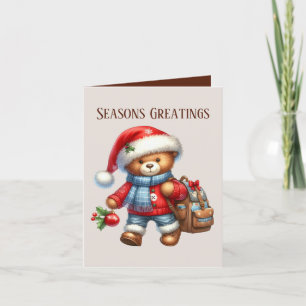 Tarjeta Festiva Seasons Greetings Bear añadir mensaje