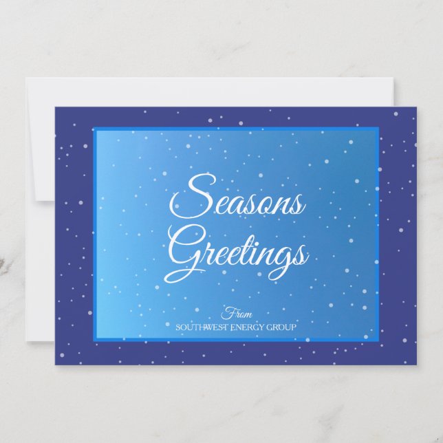 Tarjeta Festiva Seasons Greetings Business Logo Blue White Modern (Anverso)