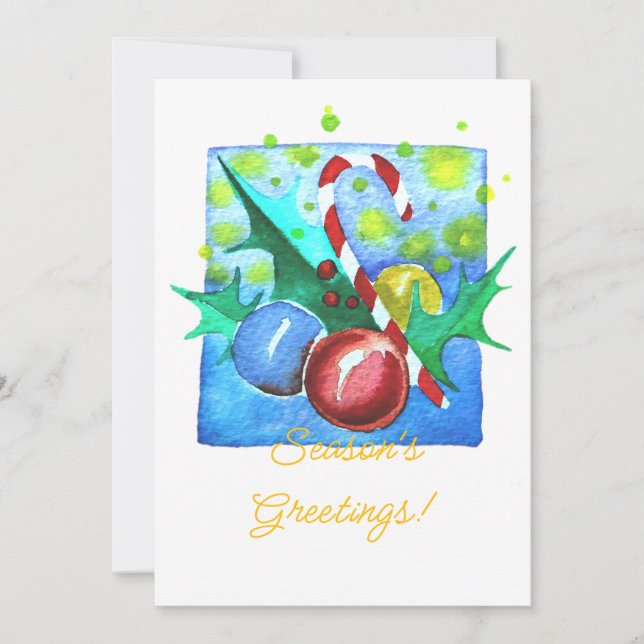Tarjeta Festiva Season's Greetings Card With Baubles  (Anverso)