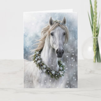 Tarjeta Festiva Seasons Greetings Christmas Holiday Horse