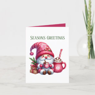 Tarjeta Festiva Seasons Greetings cocoa gnome añadir mensaje