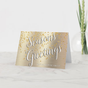 Tarjeta Festiva Seasons Greetings Elegant Gold Purpurina Business