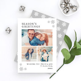 Tarjeta Festiva Seasons Greetings Elegant Platinum Collage de foto