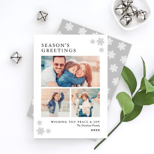 Tarjeta Festiva Seasons Greetings Elegant Platinum Collage de foto