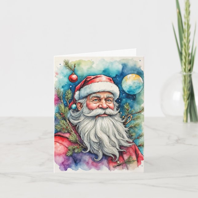 Tarjeta Festiva Seasons Greetings From Santa Claus (Anverso)