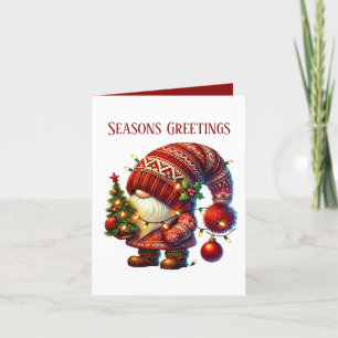 Tarjeta Festiva Seasons Greetings gnome añadir mensaje