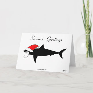 Tarjeta Festiva Seasons Greetings gran tiburón blanco