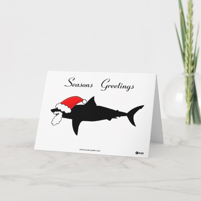 Tarjeta Festiva Seasons Greetings gran tiburón blanco (Anverso)