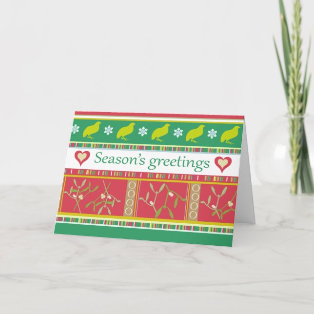 Tarjeta Festiva Season's Greetings graphic christmas greeting card (Anverso)