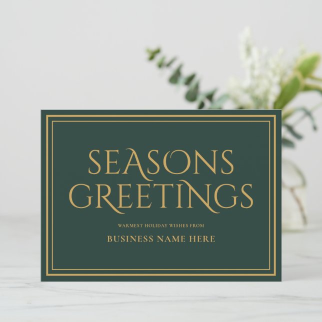 Tarjeta Festiva Seasons Greetings Green Modern Elegant Business (Anverso de pie)