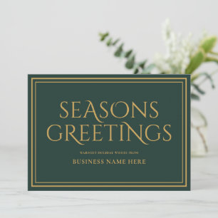 Tarjeta Festiva Seasons Greetings Green Modern Elegant Business