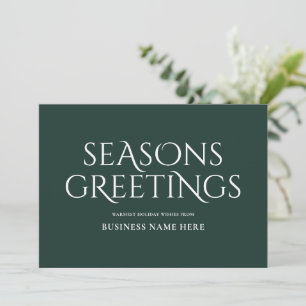 Tarjeta Festiva Seasons Greetings Green Modern Elegant Business