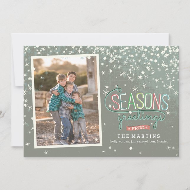 Tarjeta Festiva Seasons Greetings Holiday Photo Card (Anverso)
